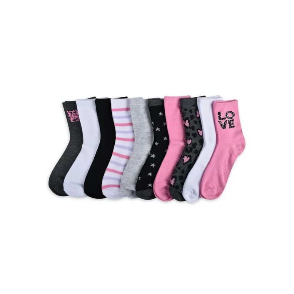 No Boundaries Women's Graphic Shortie Crew Socks 10pk